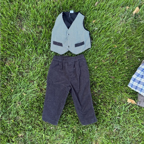 Vintage Y2K 90s Corduroy Houndstooth Vest Pants Suit Set Size 24 Months - Picture 6 of 6